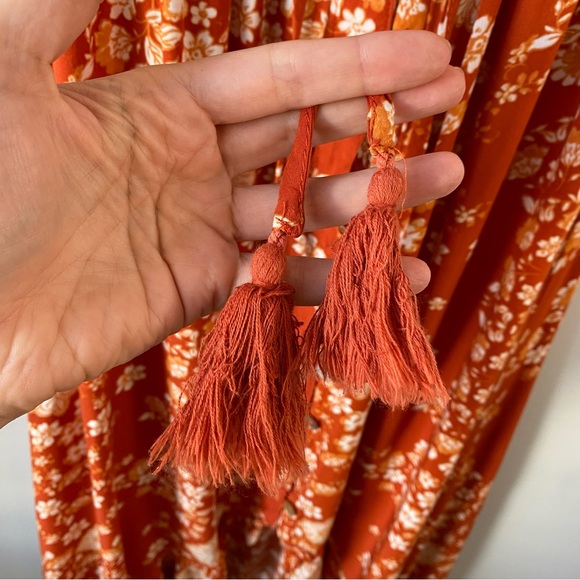 Anthropologie Abel The Label On/Off The Shoulder Hi Low Dress Burned Orange M - Picture 3 of 7